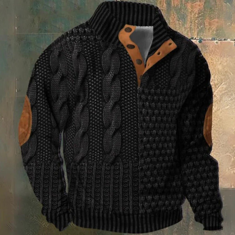Men's Cable Knit Jumper - Black