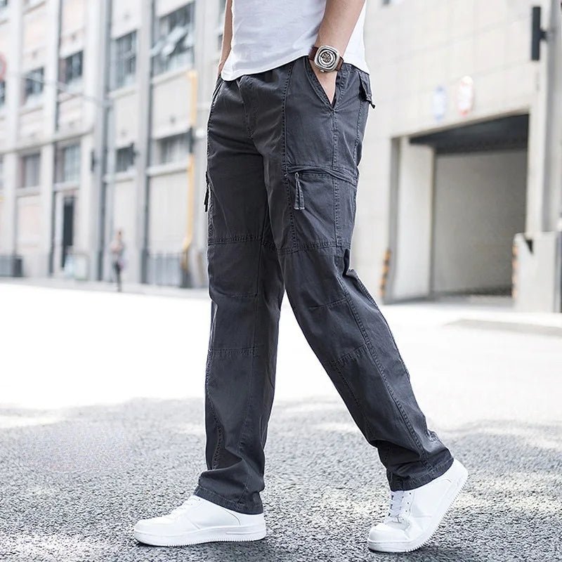 Men's Straight-Leg Cargo Trousers - Navy