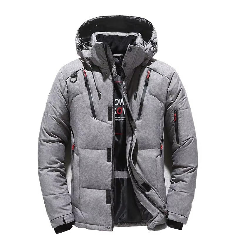 Men's Hooded Puffer Jacket - Gray