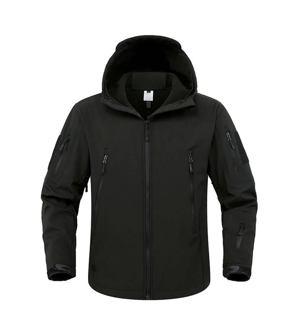 Men's Tactical Hooded Softshell Jacket - Black