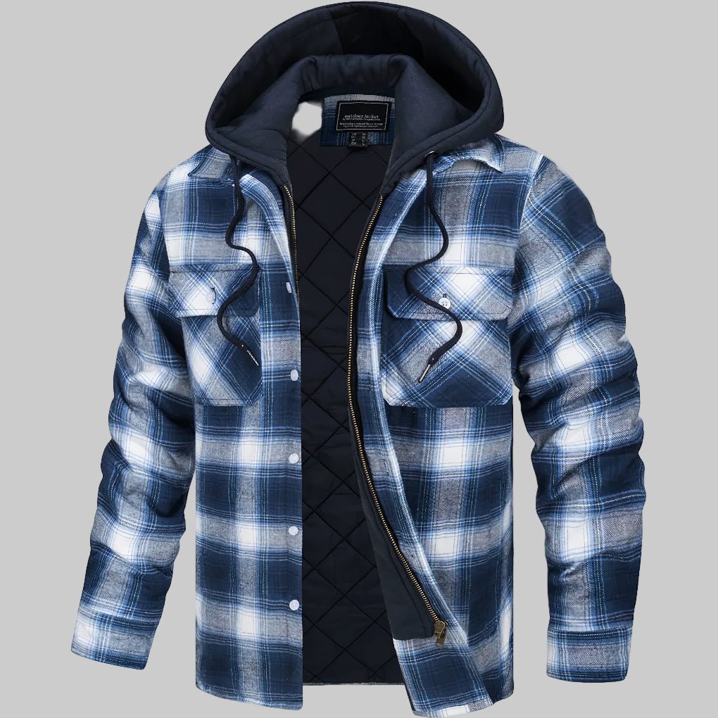 Men's Plaid Flannel Shacket - White
