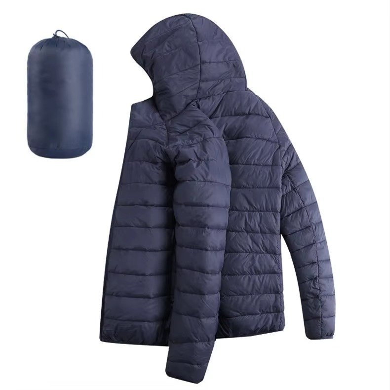 Men's Hooded Puffer Jacket - Navy hooded