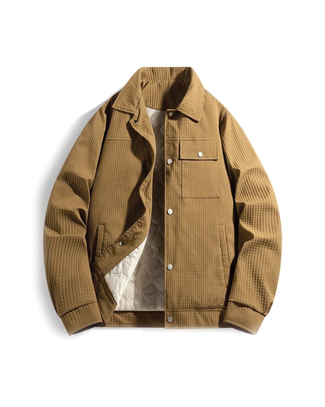 Men's Waffle Oversized Shacket - Brown