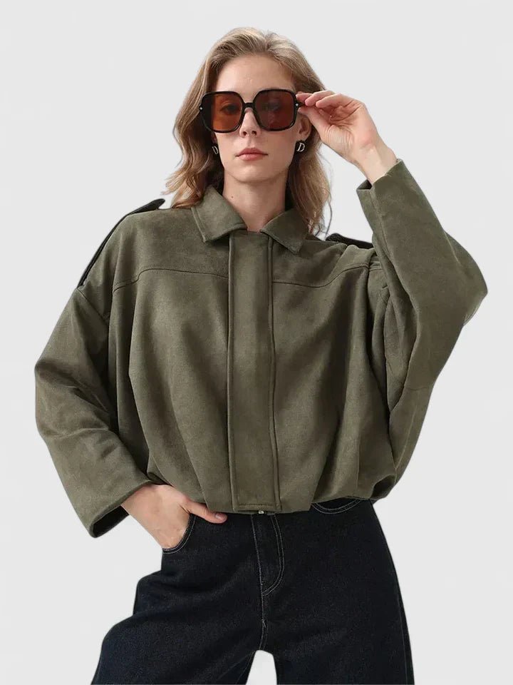 Women's Cropped Suede Bomber Jacket