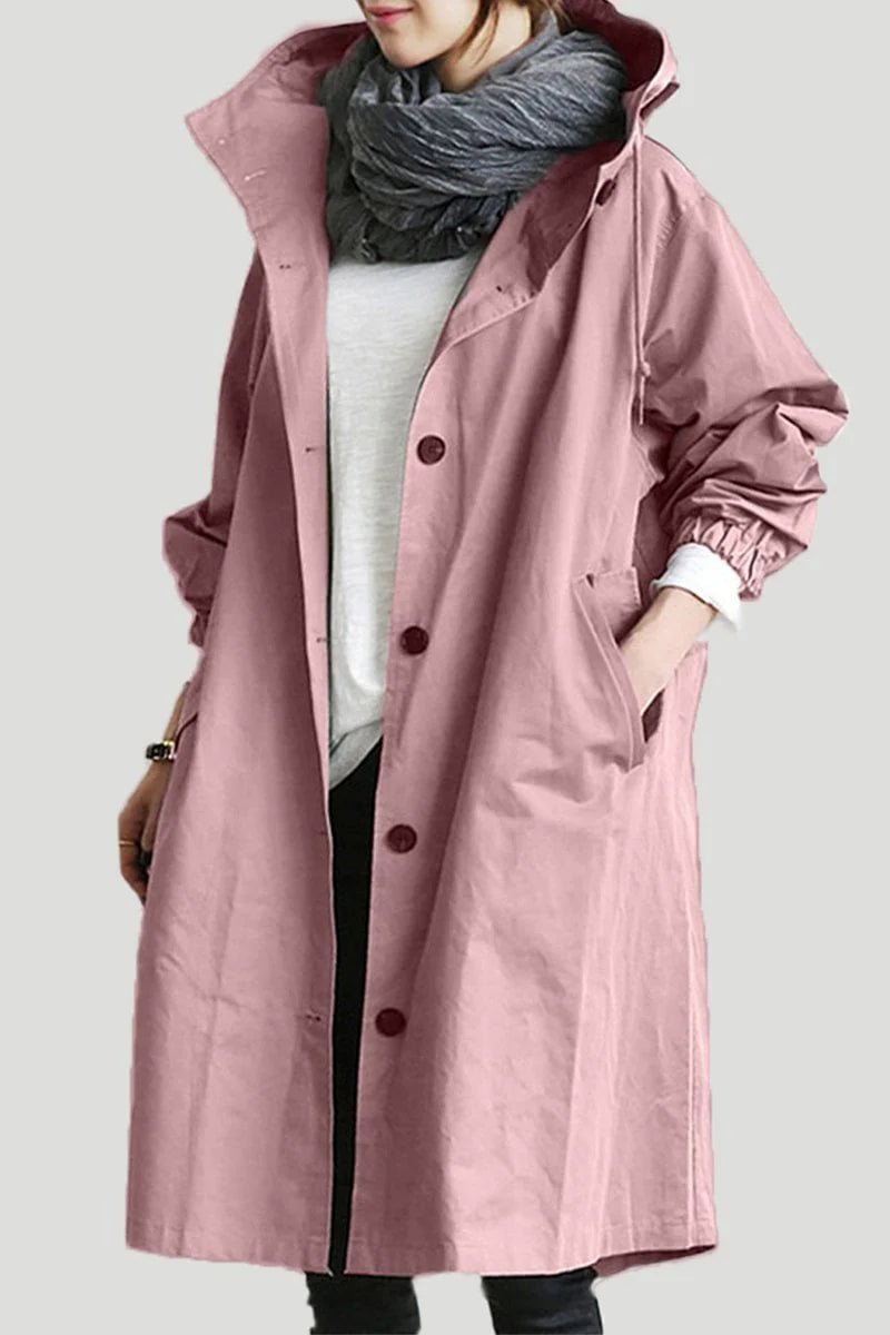 Women's Oversized Midi Trench Coat - Pink