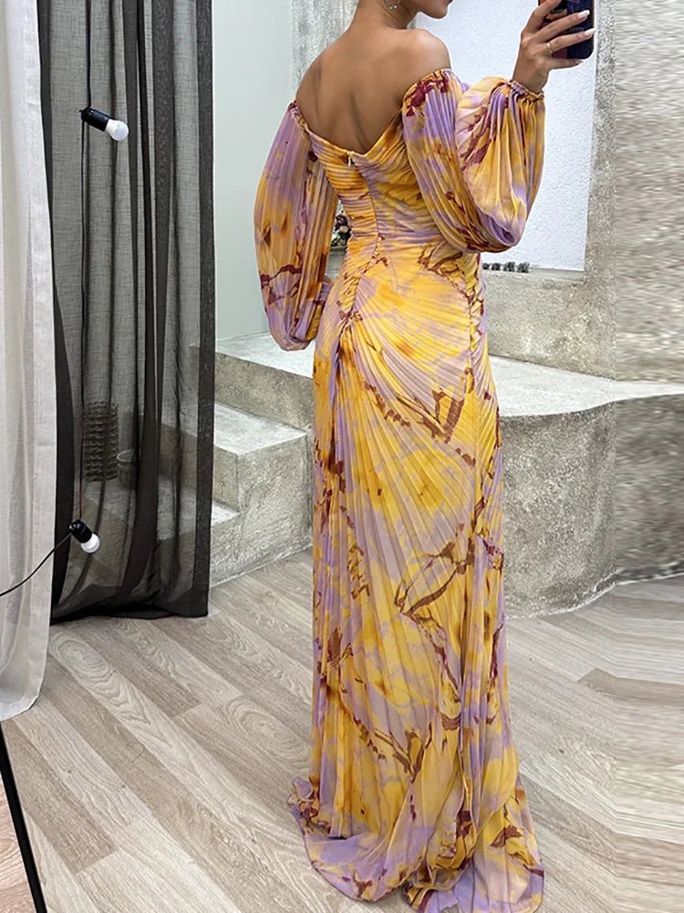 Women's Floral Maxi Off-Shoulder Party Dress