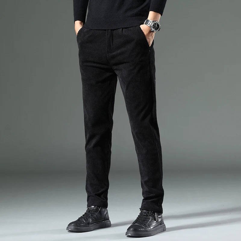 Men's Slim Corduroy Trousers - Black