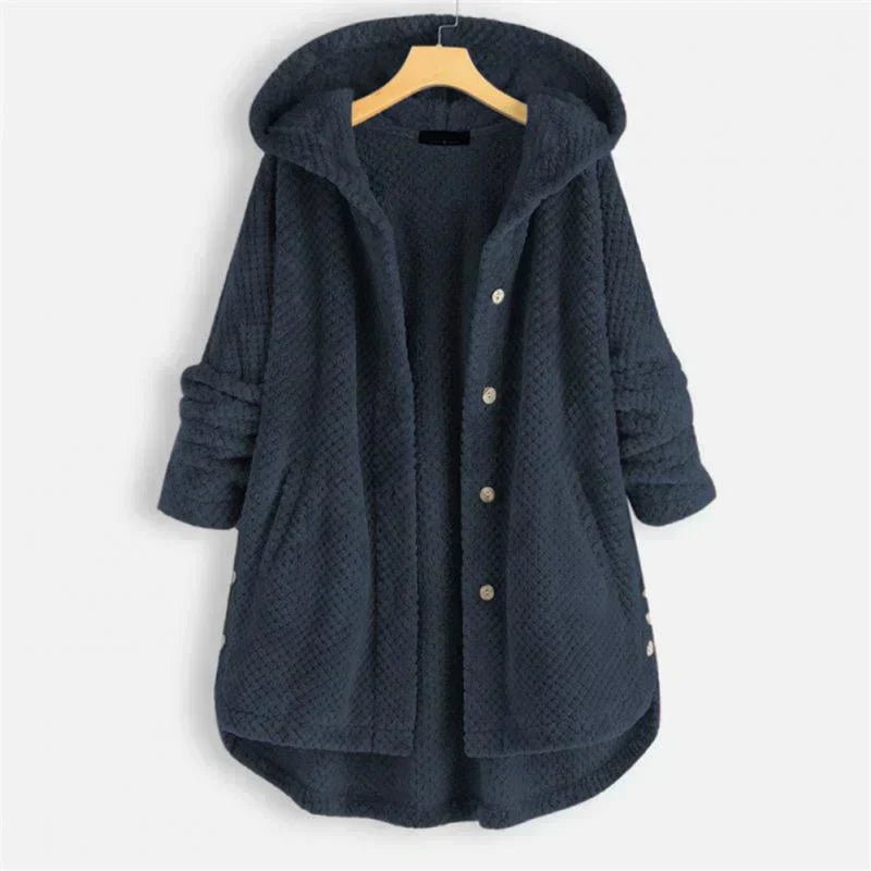Women's Oversized Corduroy Wool Coat - Blue